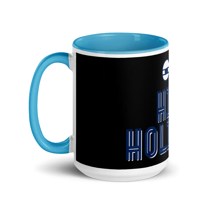 High Holidays Jewish pride mug with blue inside, 15 oz - left side view