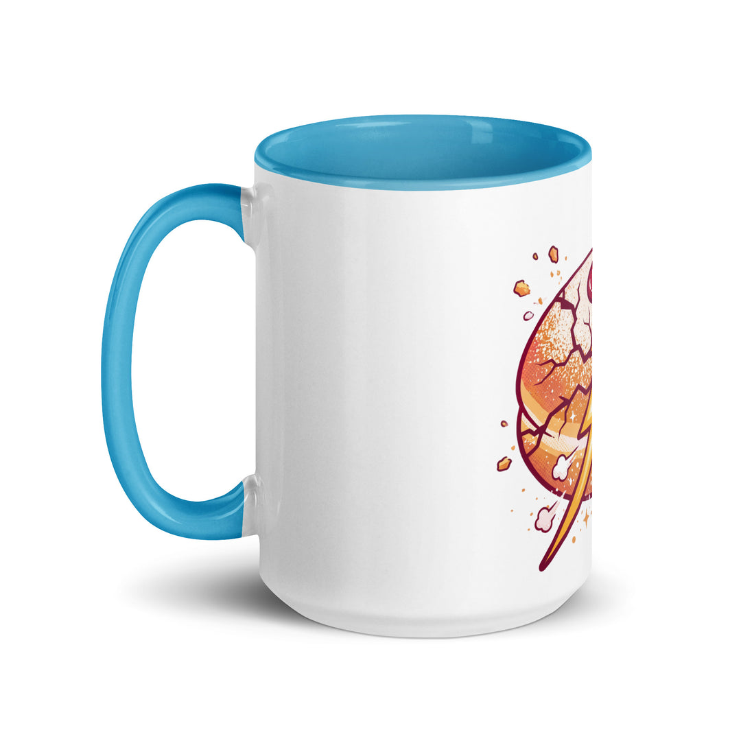 Sufganiyah Lightning Jewish pride mug with blue inside, 15 oz - left side view