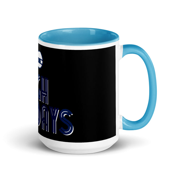 High Holidays Jewish pride mug with blue inside, 15 oz - right side view