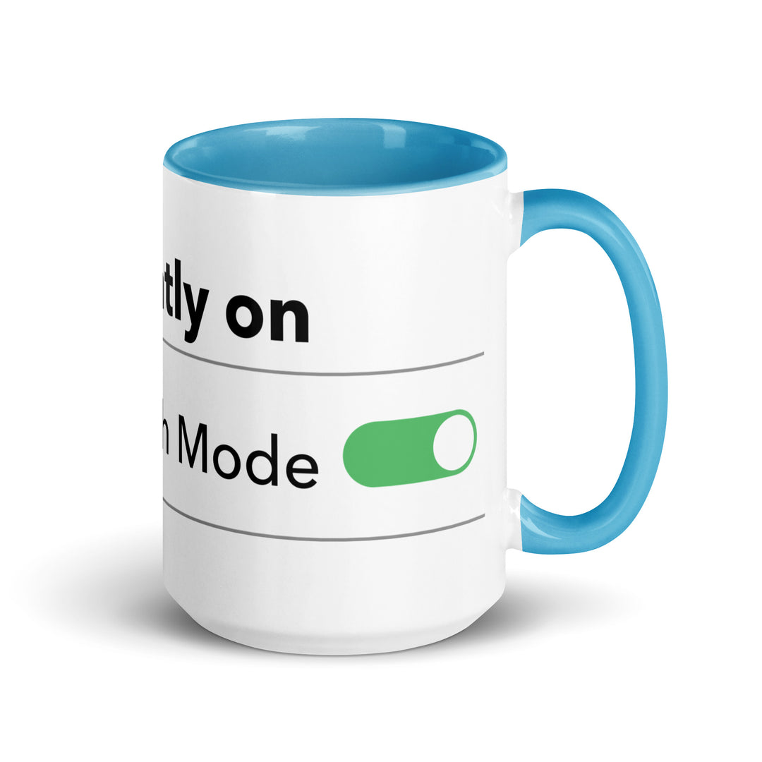 Hanukkah Mode Jewish pride mug with blue inside, 15 oz - right side view