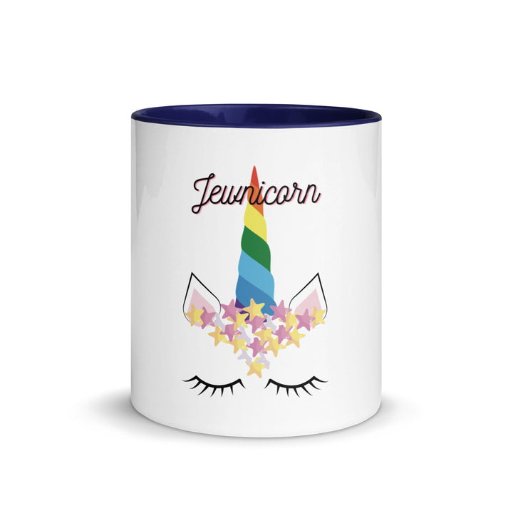 Jewnicorn Jewish pride mug with color inside - folded view