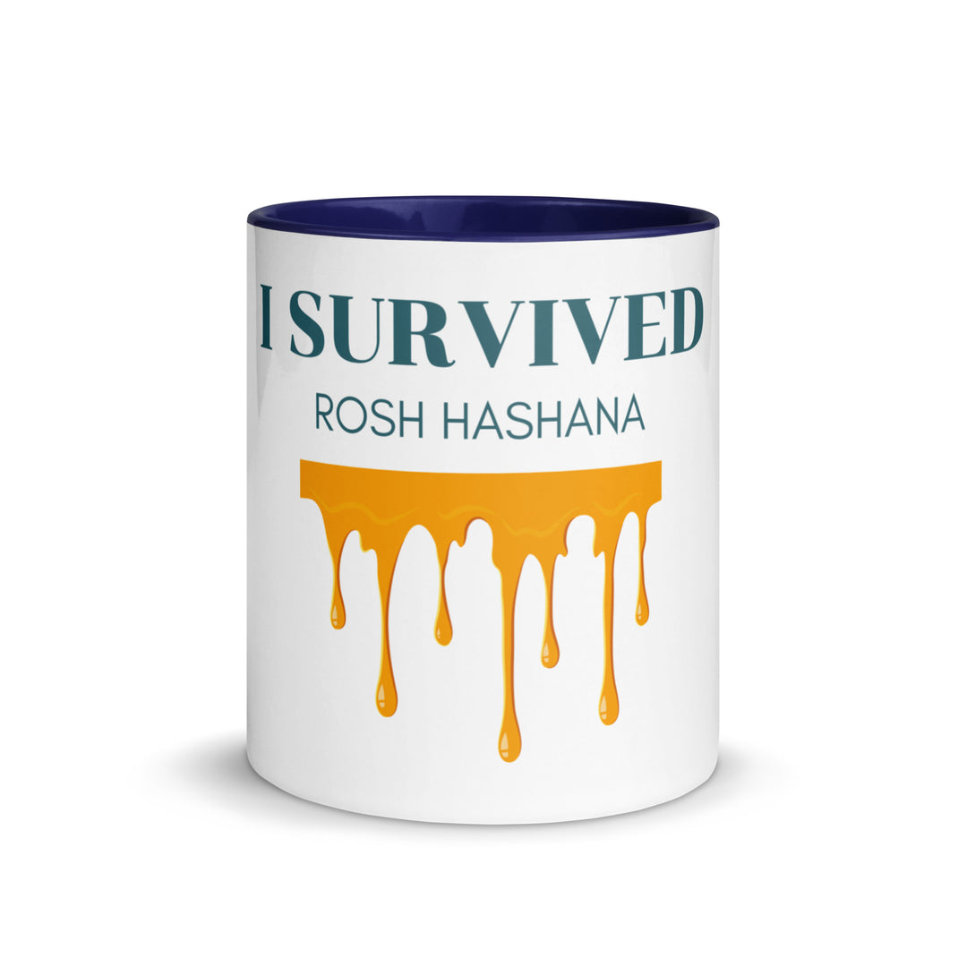 I Survived Rosh HaShana Jewish pride mug with color inside - front view
