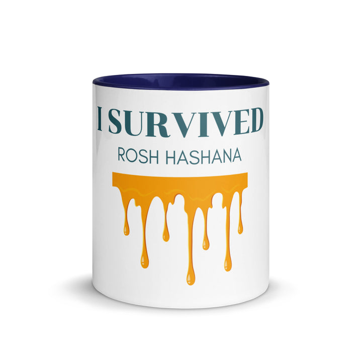 I Survived Rosh HaShana Jewish pride mug with color inside - front view