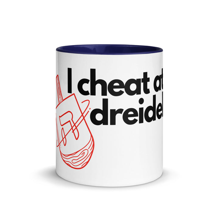I Cheat At Dreidel Jewish pride mug with color inside - front view