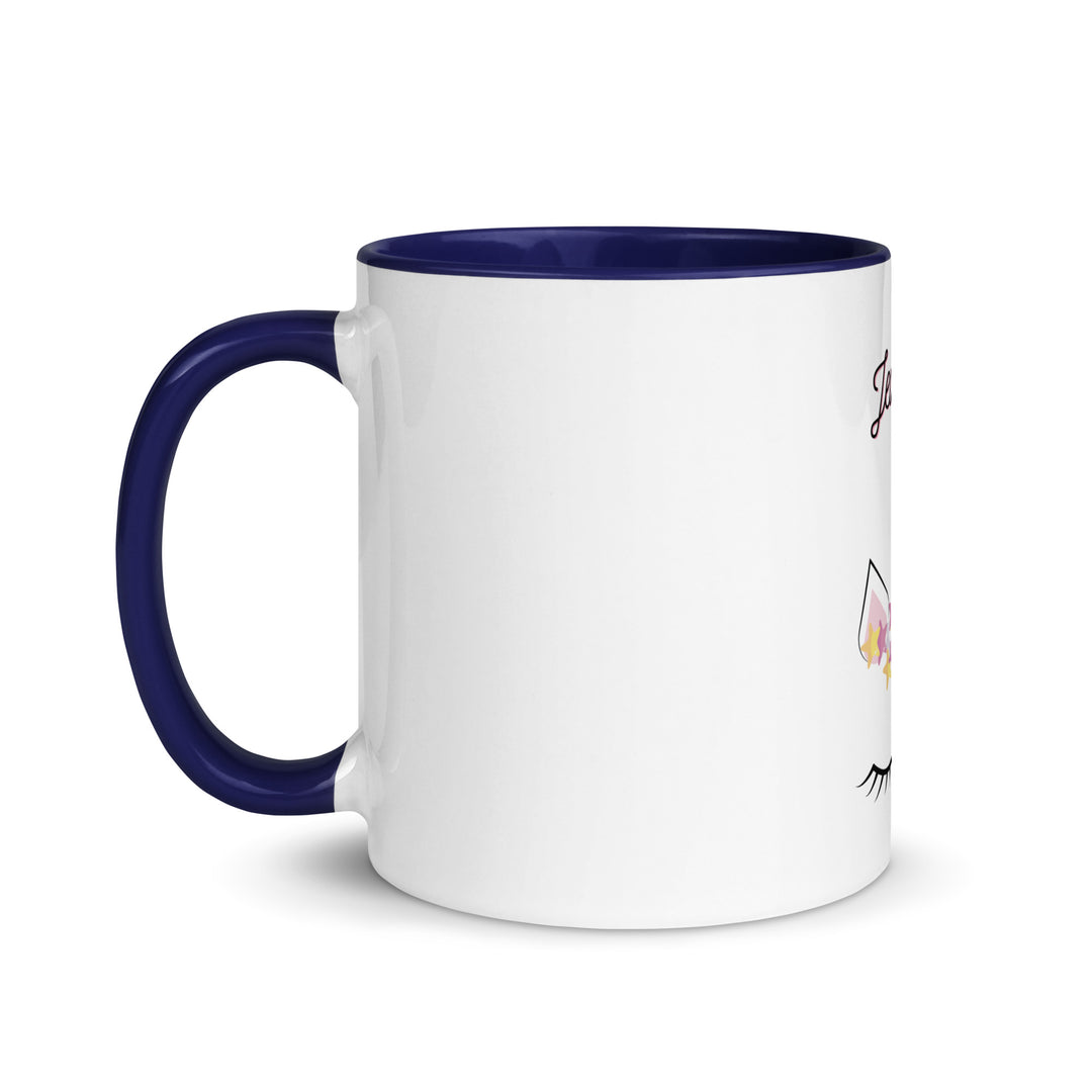 Jewnicorn Jewish pride mug with color inside - front view
