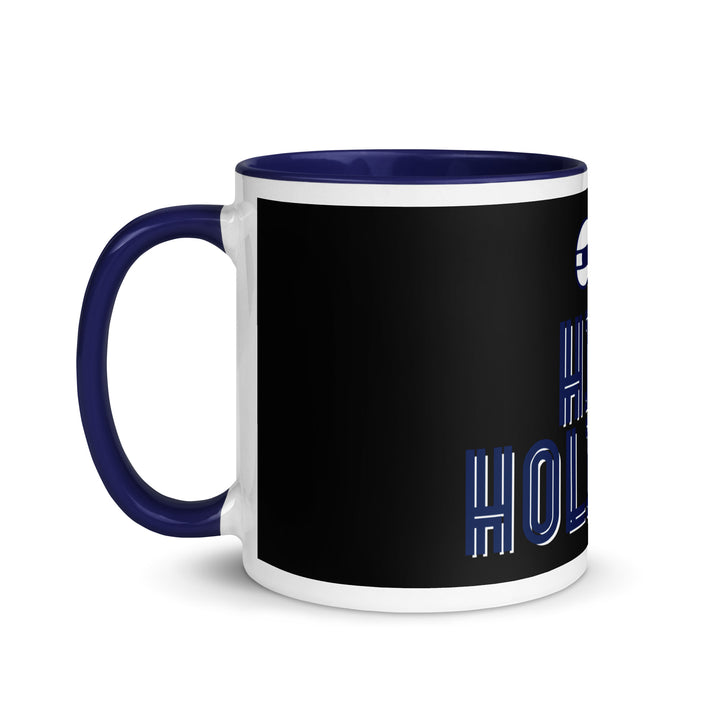 High Holidays Jewish pride mug with dark blue inside, 11 oz - left side view