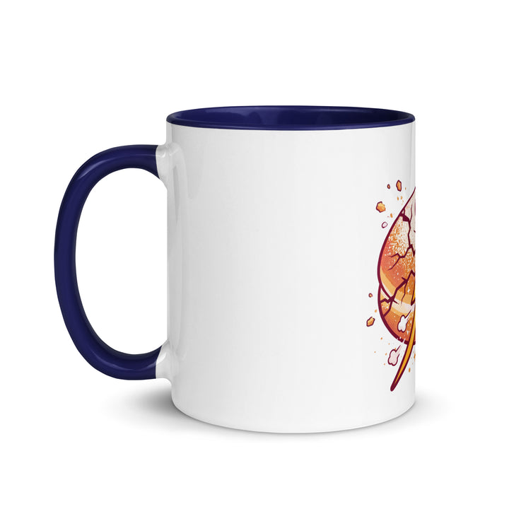 Sufganiyah Lightning Jewish pride mug with dark blue inside, 11 oz - left side view