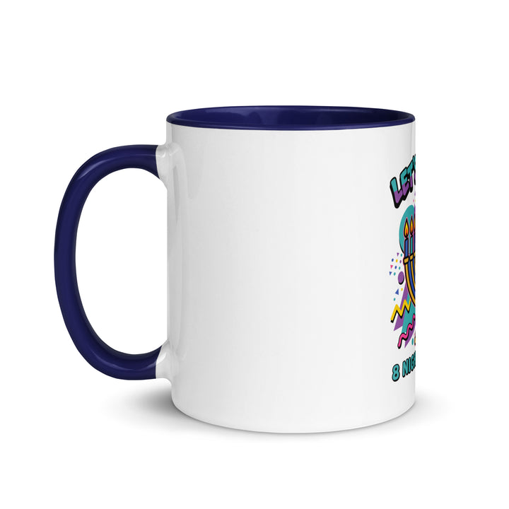Lets Get Lit 90s Jewish pride mug with dark blue inside, 11 oz - left side view