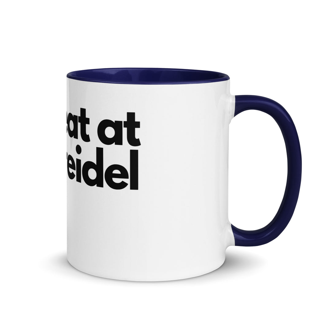 I Cheat At Dreidel Jewish pride mug with color inside in Dark Blue - folded view