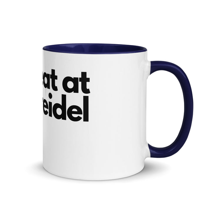 I Cheat At Dreidel Jewish pride mug with color inside in Dark Blue - folded view