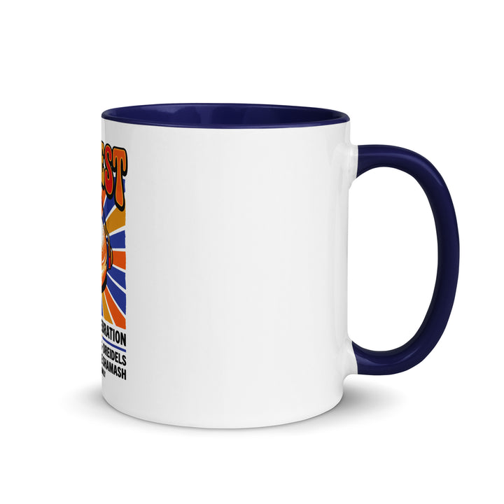 Jam Fest 8 Nights Jewish pride mug with dark blue inside, 11 oz - right side view