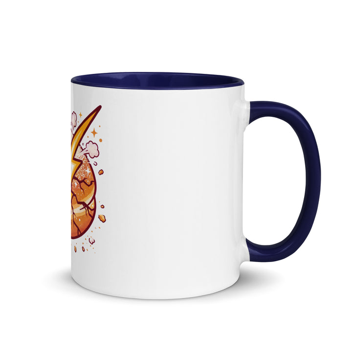 Sufganiyah Lightning Jewish pride mug with dark blue inside, 11 oz - right side view