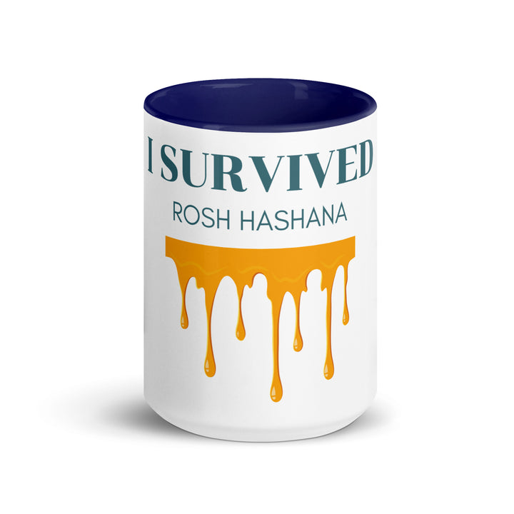 I Survived Rosh HaShana Jewish pride mug with color inside - close-up