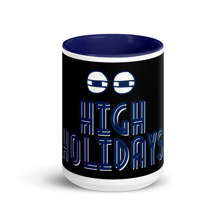 High Holidays Jewish pride mug with dark blue inside, 15 oz - front view