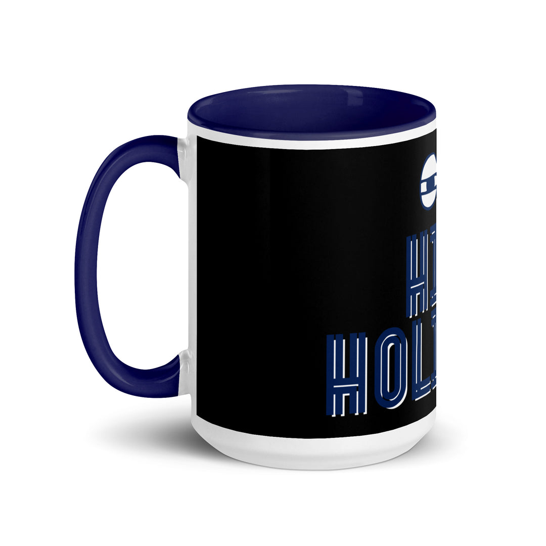 High Holidays Jewish pride mug with dark blue inside, 15 oz - left side view