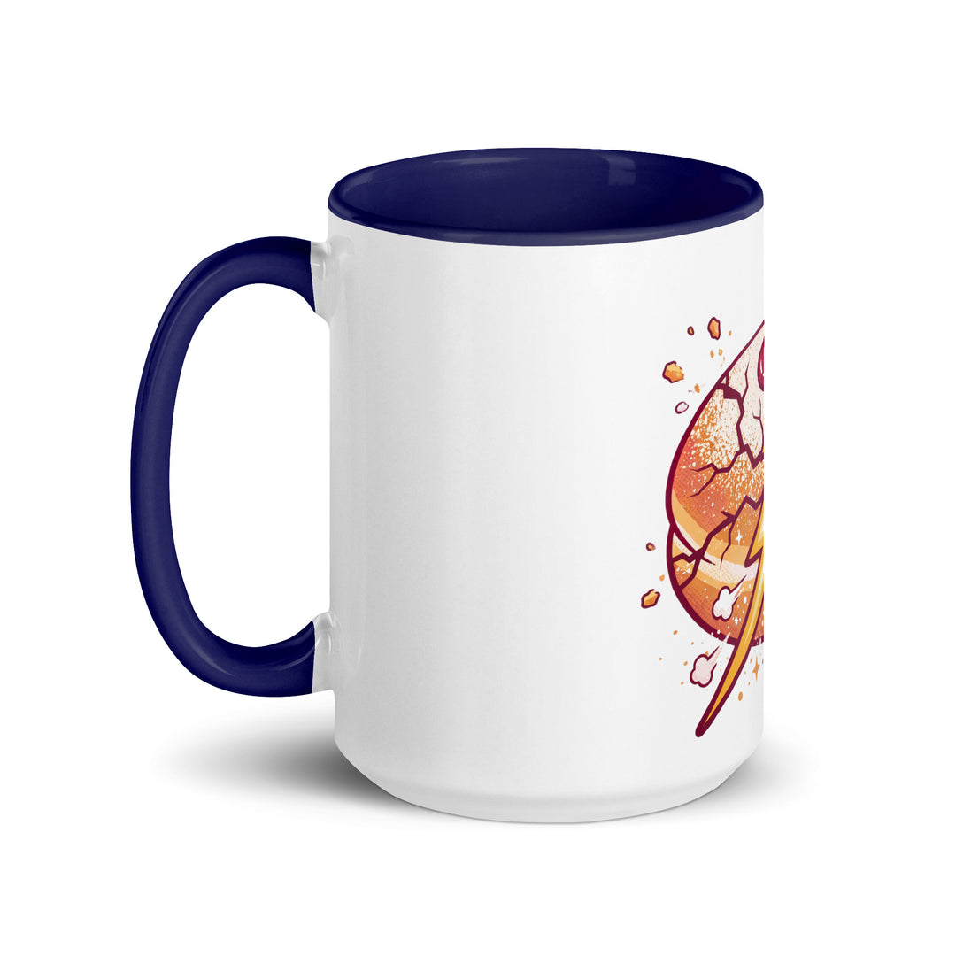 Sufganiyah Lightning Jewish pride mug with dark blue inside, 15 oz - left side view
