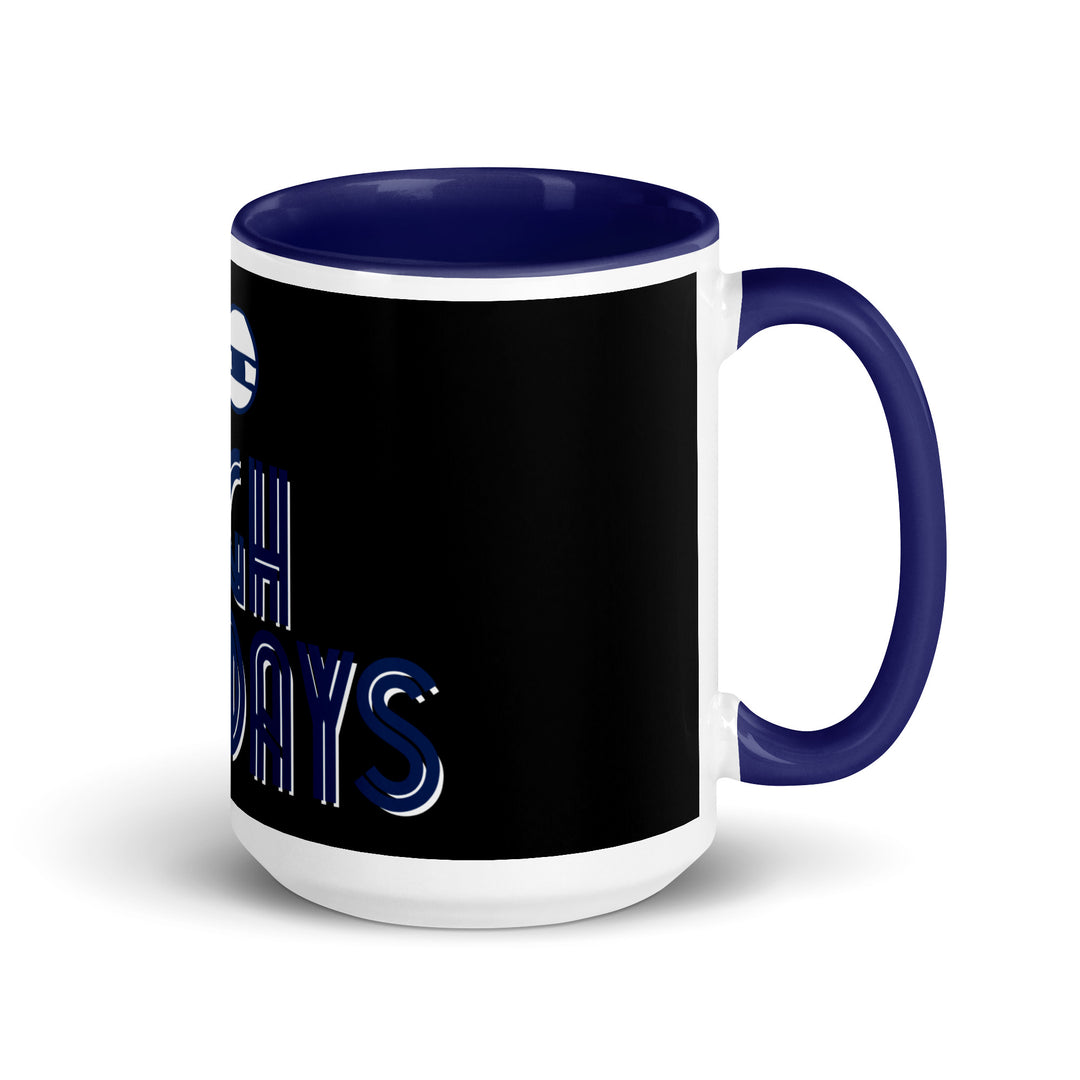 High Holidays Jewish pride mug with dark blue inside, 15 oz - right side view