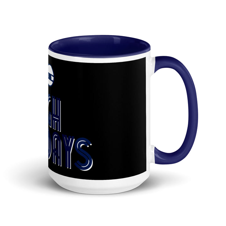 High Holidays Jewish pride mug with dark blue inside, 15 oz - right side view