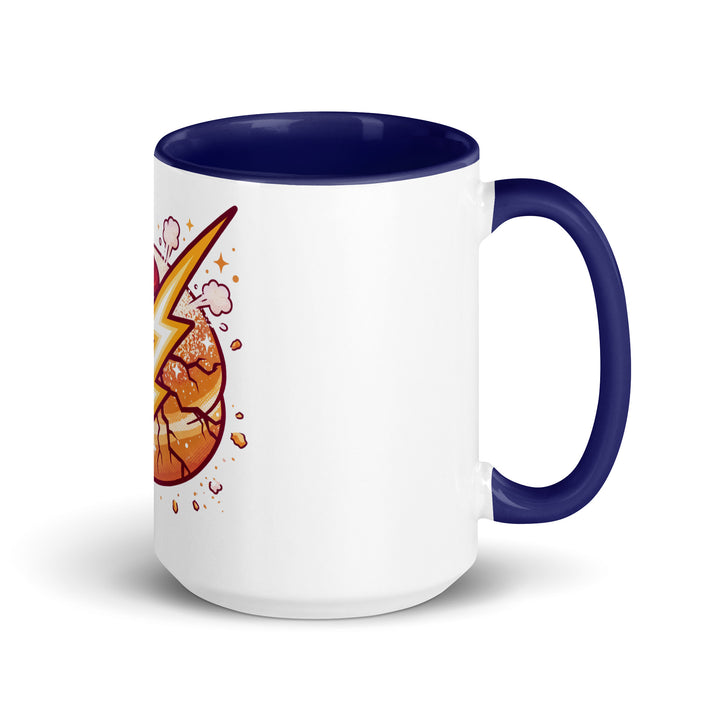 Sufganiyah Lightning Jewish pride mug with dark blue inside, 15 oz - right side view