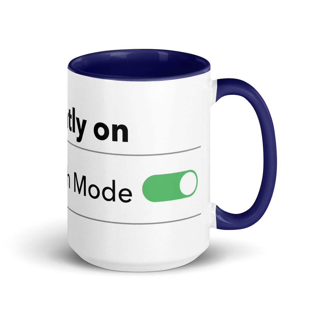 Hanukkah Mode Jewish pride mug with dark blue inside, 15 oz - right side view