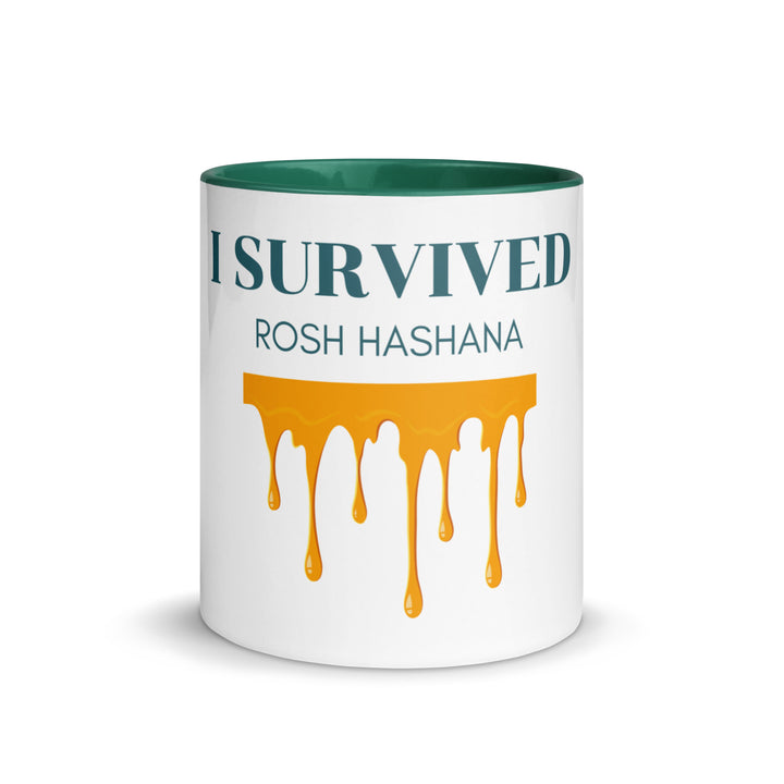 I Survived Rosh HaShana Jewish pride mug with color inside - close-up