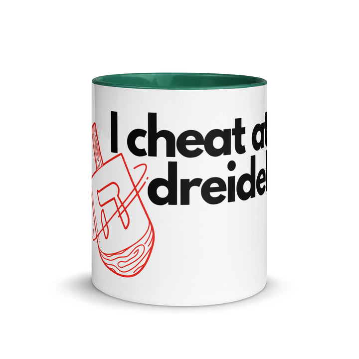 I Cheat At Dreidel Jewish pride mug with color inside - front view