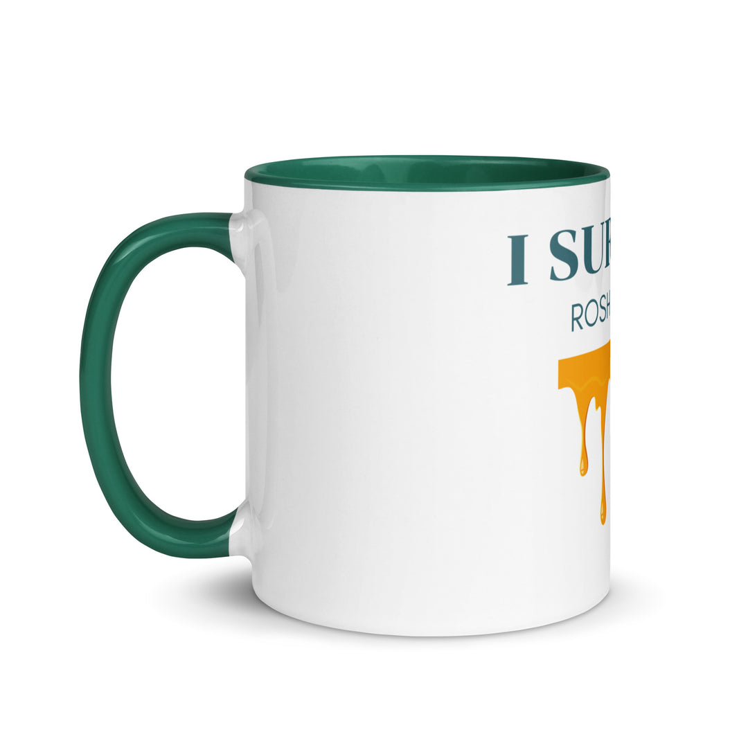 I Survived Rosh HaShana Jewish pride mug with color inside - flat lay