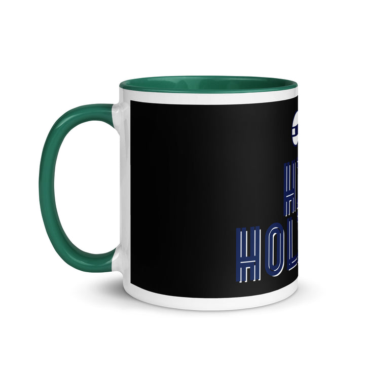 High Holidays Jewish pride mug with dark green inside, 11 oz - left side view