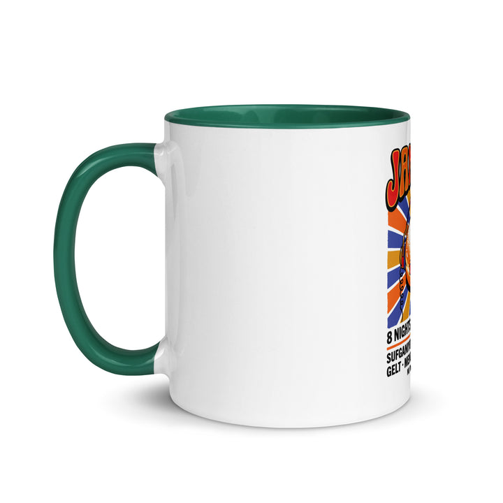 Jam Fest 8 Nights Jewish pride mug with dark green inside, 11 oz - left side view