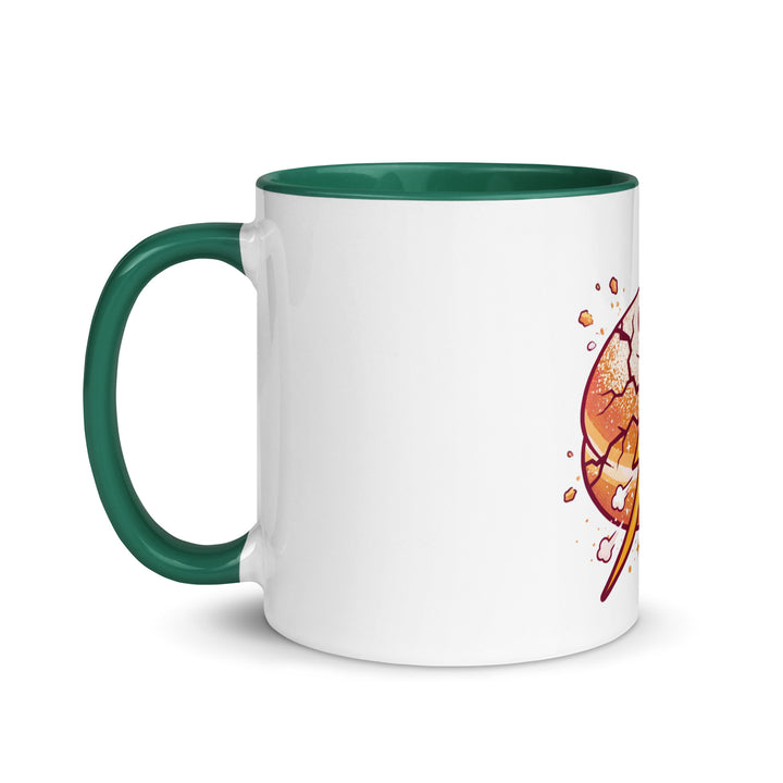 Sufganiyah Lightning Jewish pride mug with dark green inside, 11 oz - left side view