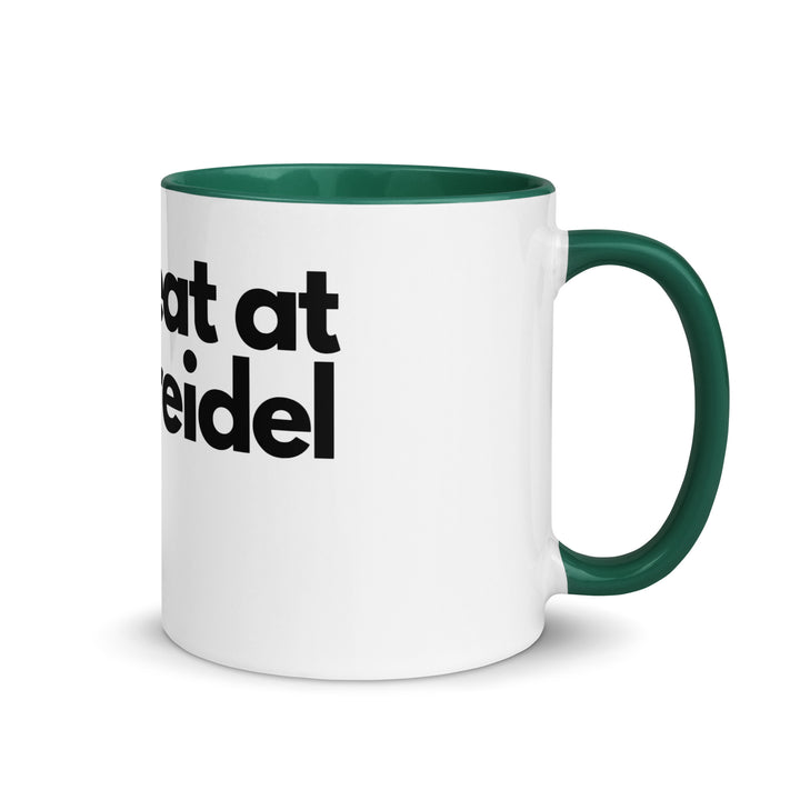I Cheat At Dreidel Jewish pride mug with color inside in Dark green - close-up