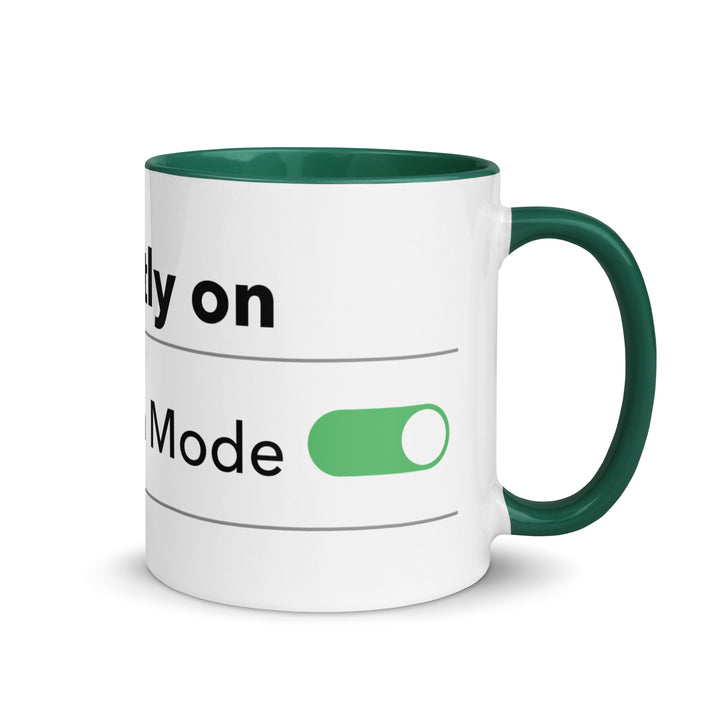 Hanukkah Mode Jewish pride mug with dark green inside, 11 oz - right side view