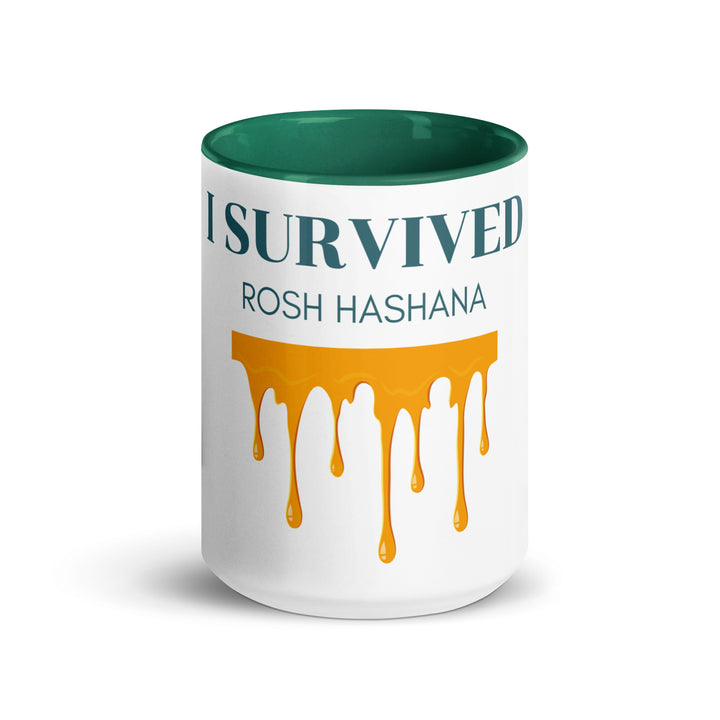 I Survived Rosh HaShana Jewish pride mug with color inside - side view