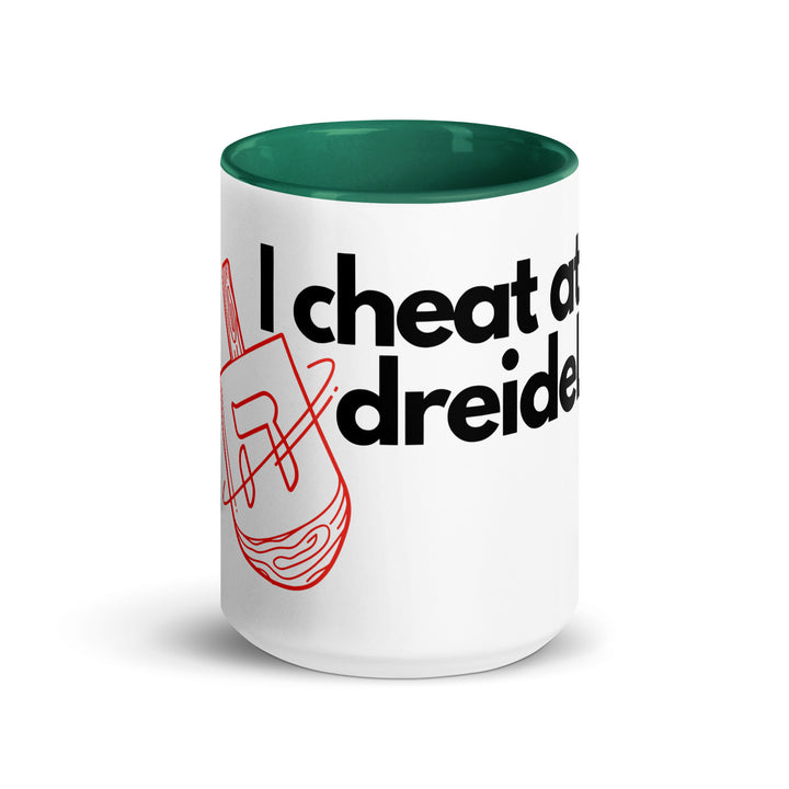 I Cheat At Dreidel Jewish pride mug with color inside - side view