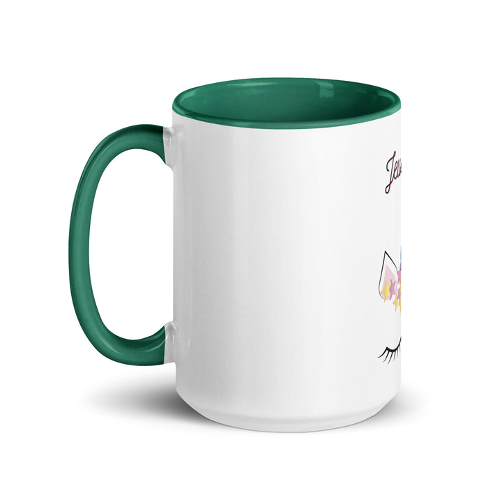 Jewnicorn Jewish pride mug with color inside - flat lay