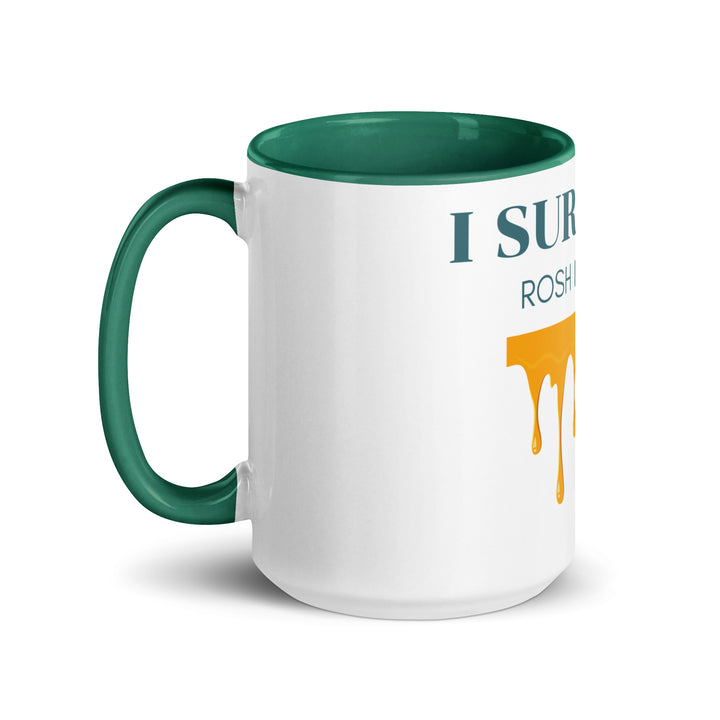 I Survived Rosh HaShana Jewish pride mug with color inside - folded view