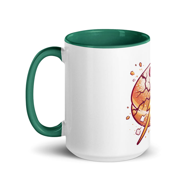 Sufganiyah Lightning Jewish pride mug with dark green inside, 15 oz - left side view