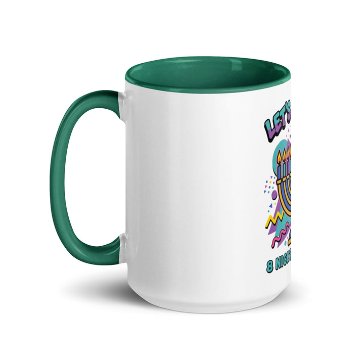 Lets Get Lit 90s Jewish pride mug with dark green inside, 15 oz - left side view