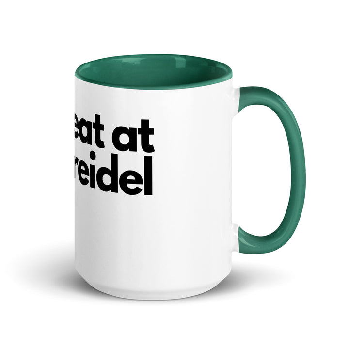 I Cheat At Dreidel Jewish pride mug with color inside in Dark green - lifestyle shot