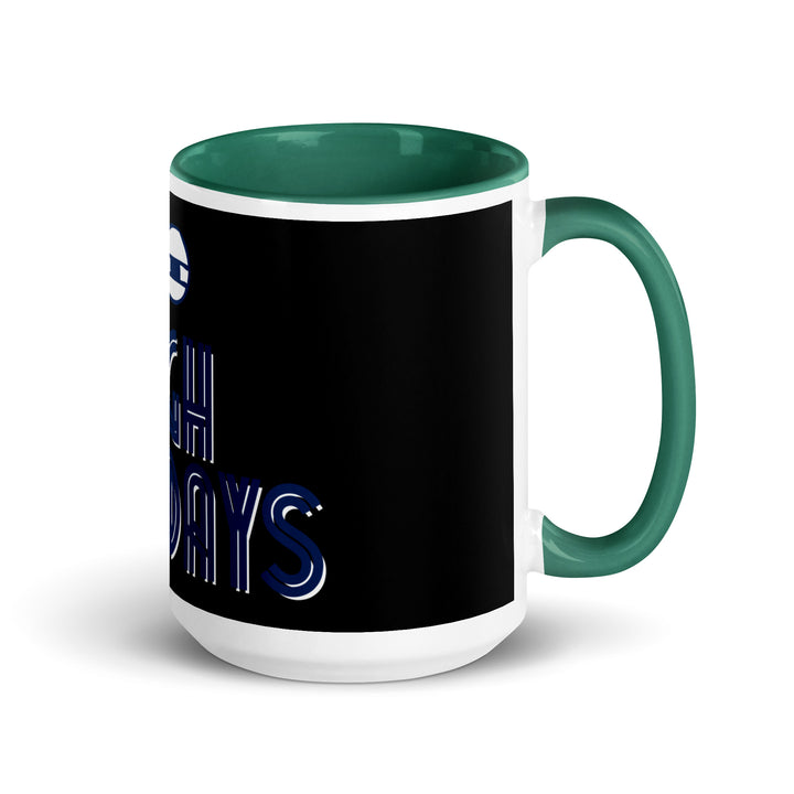 High Holidays Jewish pride mug with dark green inside, 15 oz - right side view