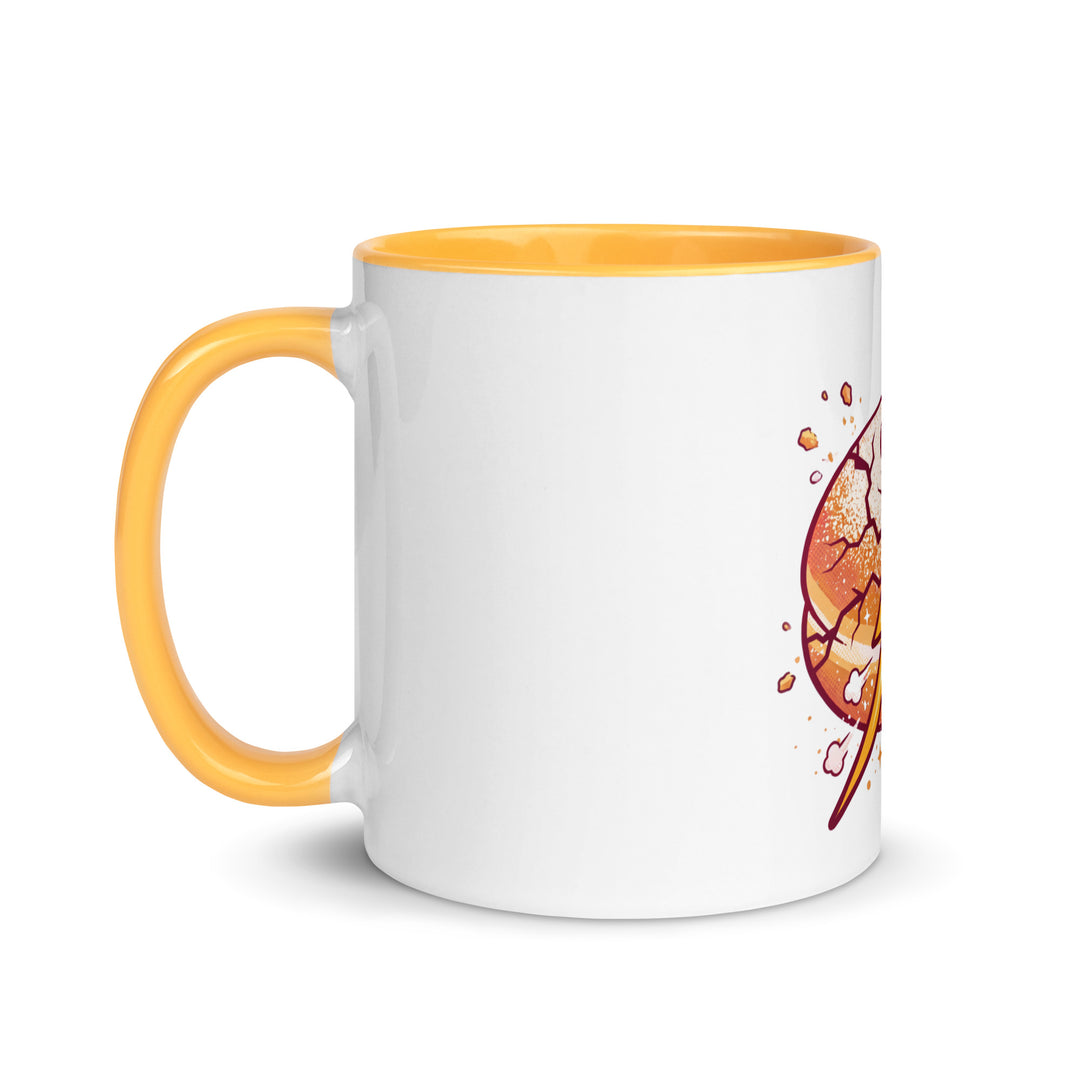 Sufganiyah Lightning Jewish pride mug with golden yellow inside, 11 oz - left side view