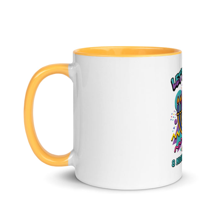 Lets Get Lit 90s Jewish pride mug with golden yellow inside, 11 oz - left side view