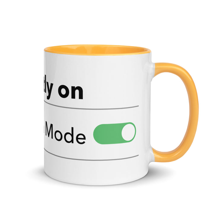 Hanukkah Mode Jewish pride mug with golden yellow inside, 11 oz - right side view