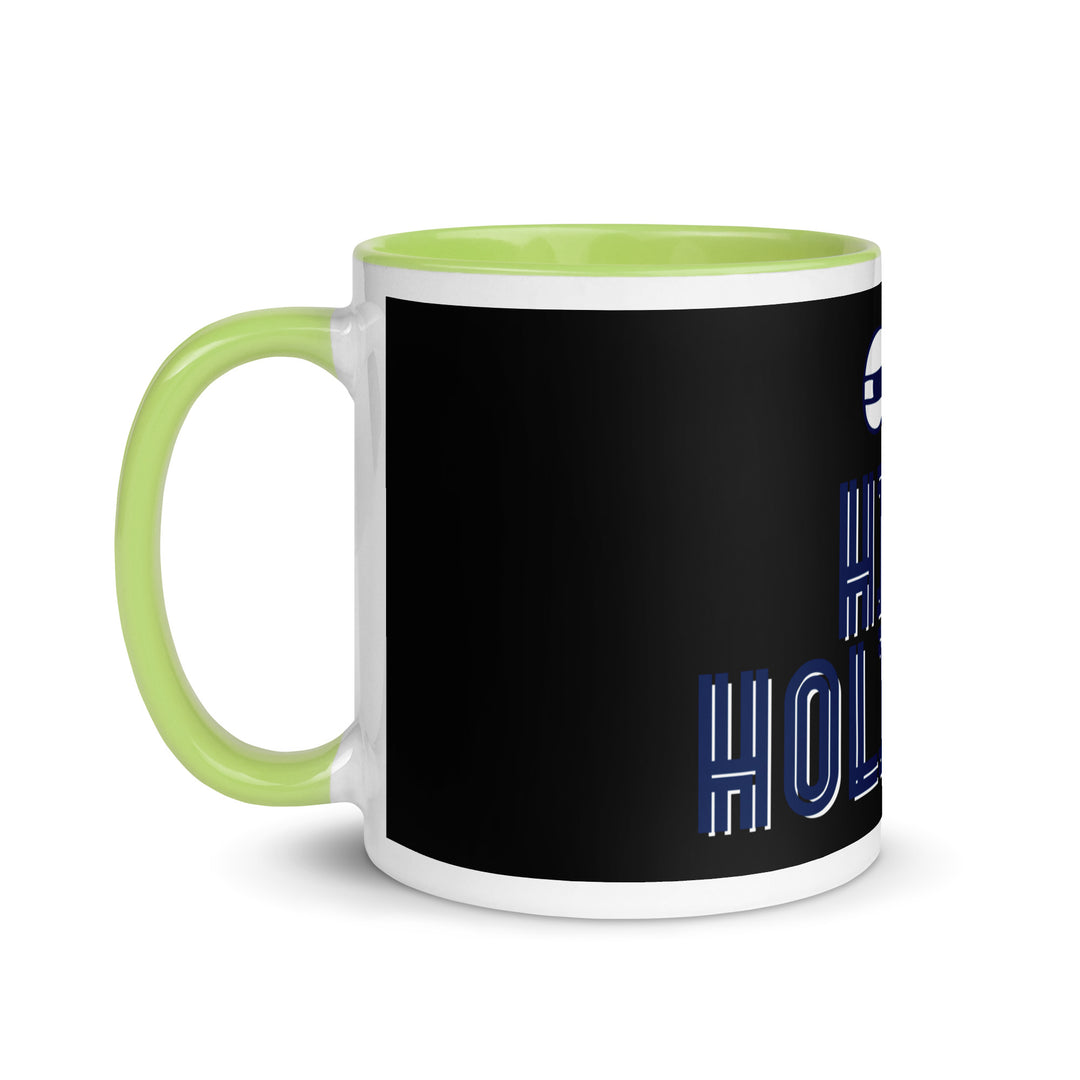 High Holidays Jewish pride mug with green inside, 11 oz - left side view