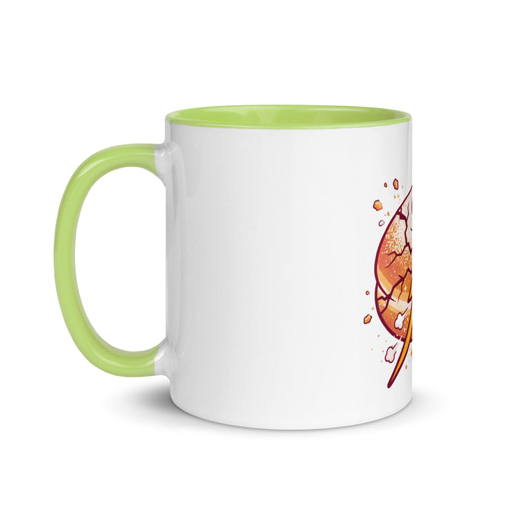 Sufganiyah Lightning Jewish pride mug with green inside, 11 oz - left side view