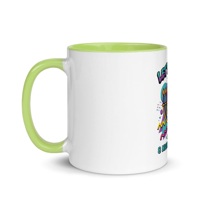 Lets Get Lit 90s Jewish pride mug with green inside, 11 oz - left side view