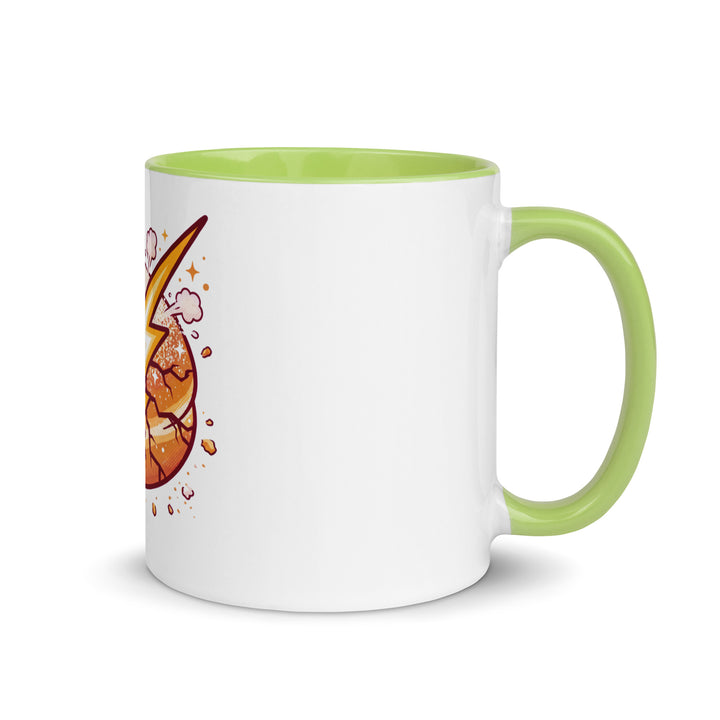 Sufganiyah Lightning Jewish pride mug with green inside, 11 oz - right side view
