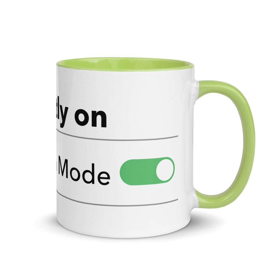 Hanukkah Mode Jewish pride mug with green inside, 11 oz - right side view