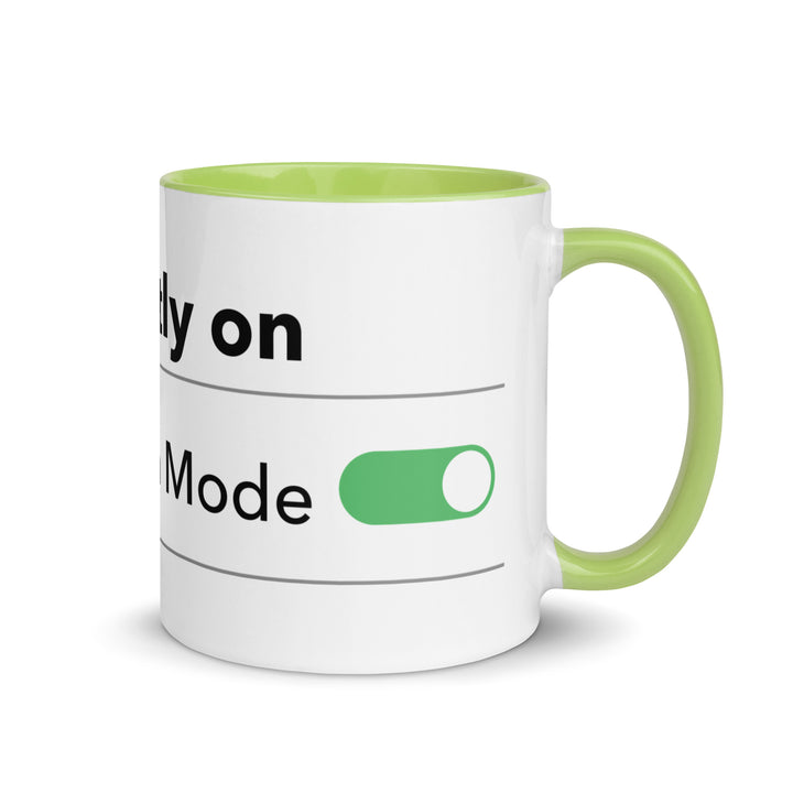 Hanukkah Mode Jewish pride mug with green inside, 11 oz - right side view