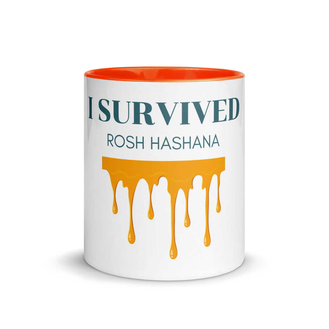 I Survived Rosh HaShana Jewish pride mug with color inside - back view